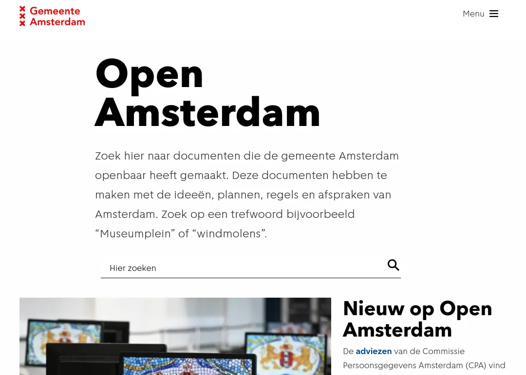 Screenshot van open.amsterdam